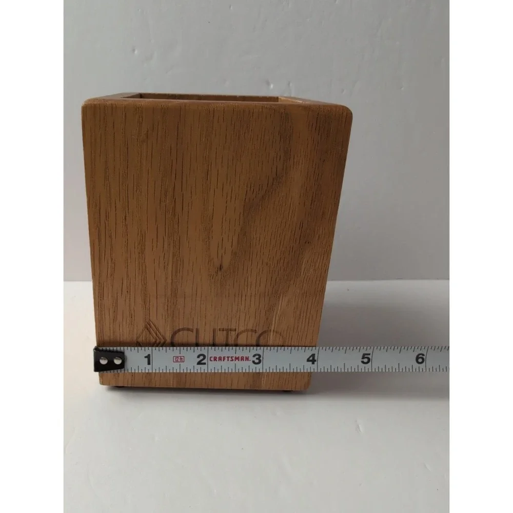 Vintage Cutco Wooden Kitchen Utensil Holder Honey Oak Finish 4